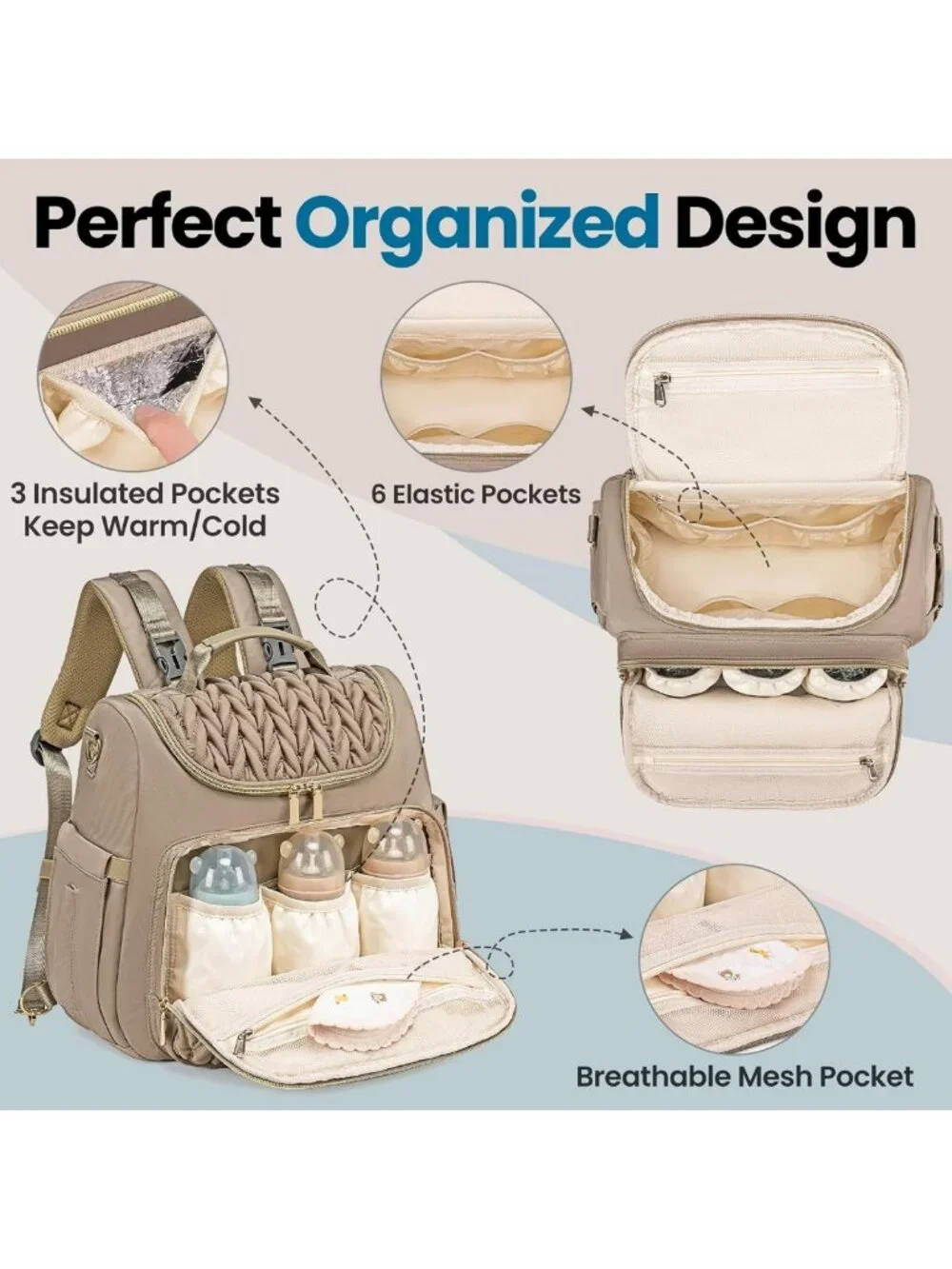 4-in-1 Waterproof Convertible Diaper Bag Backpack & Tote with Changing Pad